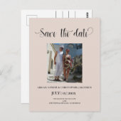 Sand エレガント Photo日付の保存招待状 ポストカード (正面/裏面)