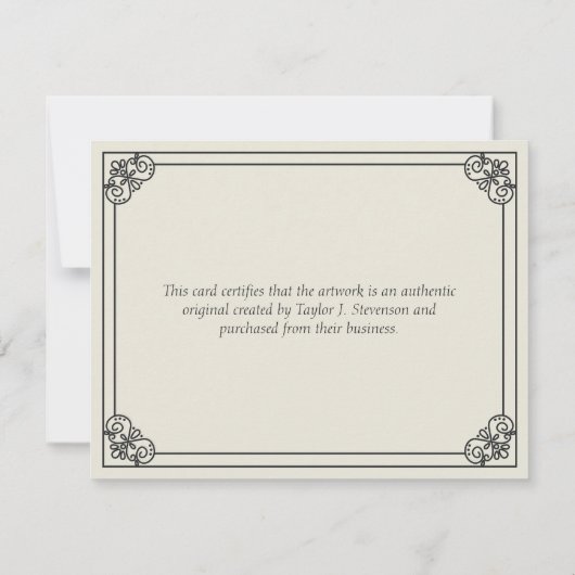 Sand 華美 Frame Certificate of Authenticity (裏面)