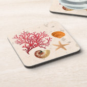 Sand and seashells Hard plastic coaster コースター (左側)
