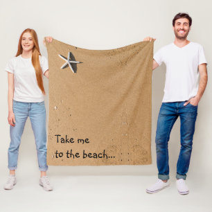 Sand and Starfishメッセージカスタムビーチ フリースブランケット