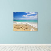 Sand Artパーソナライズされたのハート名 キャンバスプリント (インサイチュ (ウッドフロア))