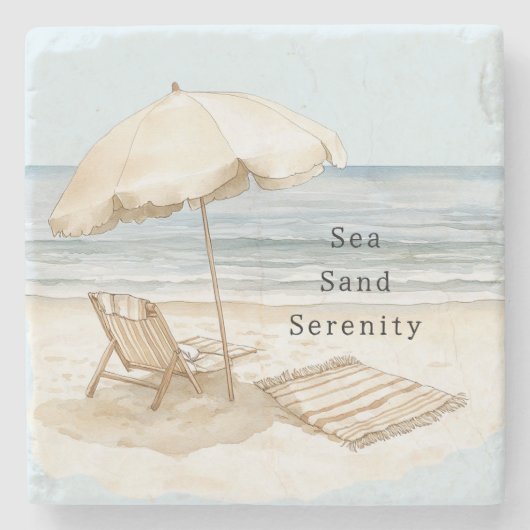 Sand Beach Serenity Umbrella ストーンコースター (正面)