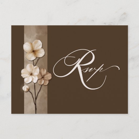 Sand Beige Hand Drawn Floral Botanical RSVP ポストカード (正面)