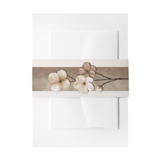 Sand Beige Hand Drawn Floral Botanical Wedding 招待状ベリーバンド (正面例)