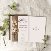 Sand Beige Hand Drawn Floral Botanical Wedding 招待状