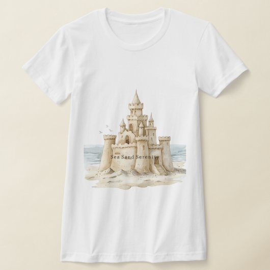 Sand Castle Beach Sea Sand Serenity Tシャツ (レイダウン)