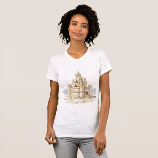 Sand Castle Beach Sea Sand Serenity Tシャツ (正面フル)