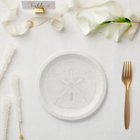Sand Dollar Beach Wedding Cake Plates ペーパープレート (ウェディング)