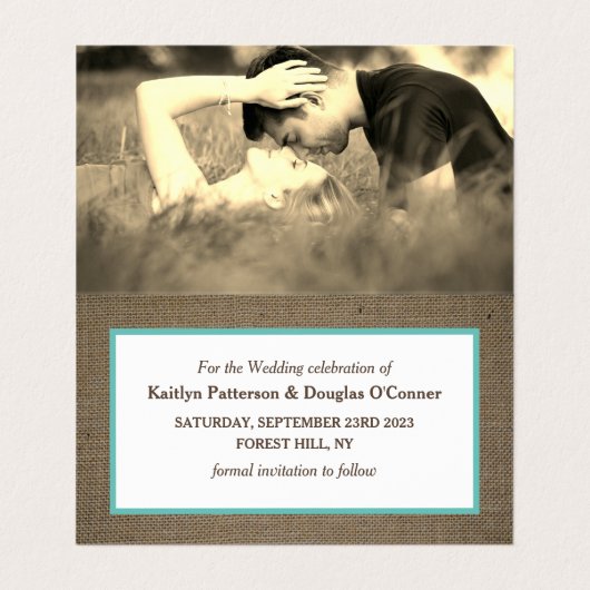 Sand Dollar & Burlap Photo Change the Date Card 名刺 (内部フラット)