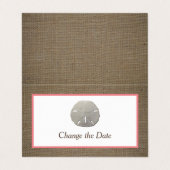 Sand Dollar & Burlap Photo Change the Date Card 名刺 (外部フラット)