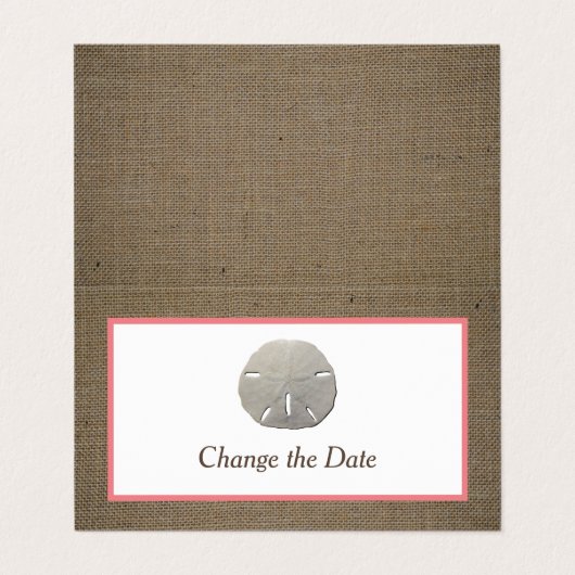 Sand Dollar & Burlap Photo Change the Date Card 名刺 (外部フラット)