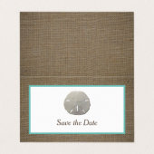 Sand Dollar & Burlap Photo Save The Date Card 名刺 (外部フラット)