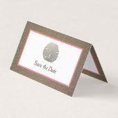 Sand Dollar & Burlap Photo Save The Date Card 名刺 (正面)