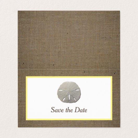 Sand Dollar & Burlap Photo Save The Date Card 名刺 (外部フラット)