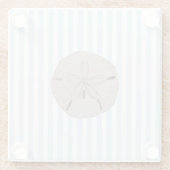 Sand Dollar Coastal Painting Nautical Stripe  ガラスコースター (裏面)
