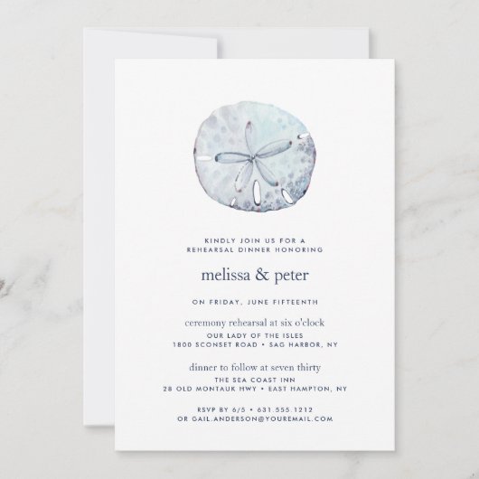 Sand Dollar Rehearsal Dinner Invitation 招待状 (正面)