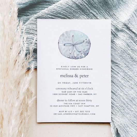 Sand Dollar Rehearsal Dinner Invitation 招待状