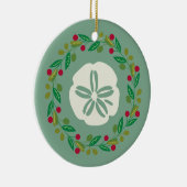 Sand Dollar Seashell Christmas Wreath セラミックオーナメント (右)