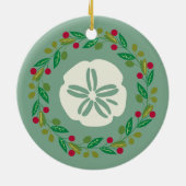 Sand Dollar Seashell Christmas Wreath セラミックオーナメント (裏面)
