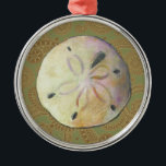Sand dollar seashell shell for beach combers メタルオーナメント<br><div class="desc">Sand dollar beach shell  - this is what local beachcombers find while shelling. Graphic art design artwork painting.</div>