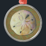 Sand dollar seashell shell for beach combers メタルオーナメント<br><div class="desc">Sand dollar beach shell  - this is what local beachcombers find while shelling. Graphic art design artwork painting.</div>