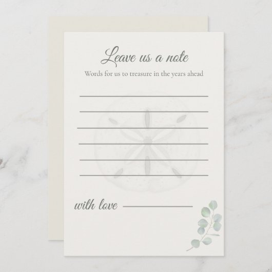 Sand Dollar Wedding Message Cards | ノートカード (正面/裏面)