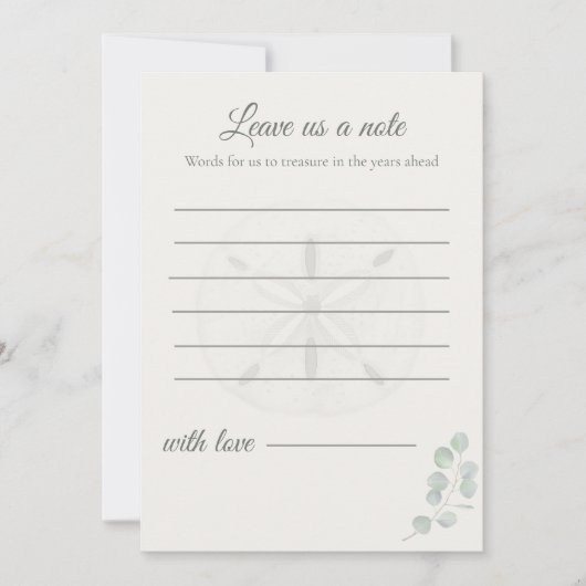 Sand Dollar Wedding Message Cards | ノートカード (正面)