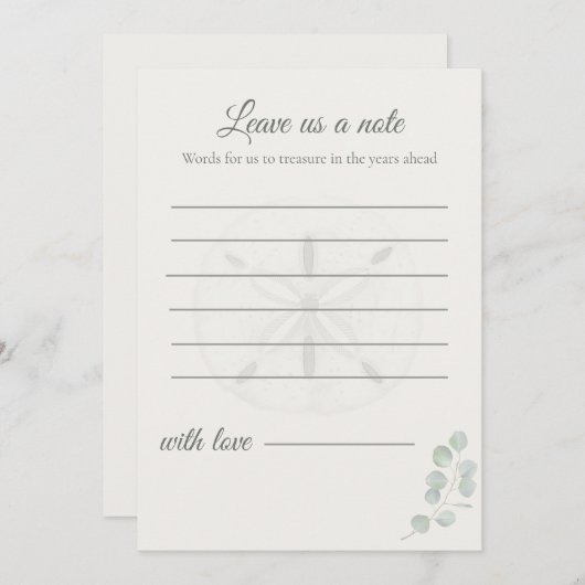 Sand Dollar Wedding Message Cards | ノートカード (正面/裏面)