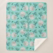 Sand Dollars Pattern Turquoise Coastal Home シェルパブランケット (正面)