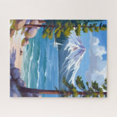 Sand Harbor Beach Lake Tahoe Painting ジグソーパズル (横)