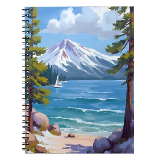 Sand Harbor Beach Lake Tahoe Painting ノートブック (正面)