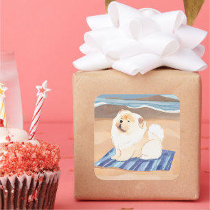 SAND N' SEA Cream Chow Chow犬のシール スクエアシール