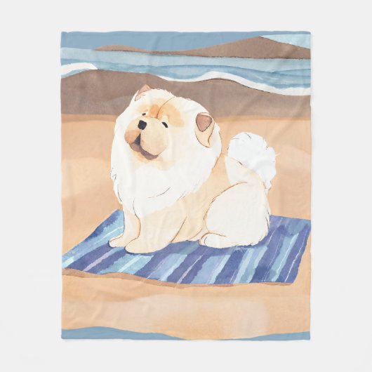 SAND N' SEA CREAM Chow Chow犬ビーチ毛布 フリースブランケット (正面)