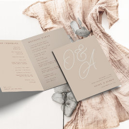 Sand | Script Watermark Monogram Wedding Program プログラム