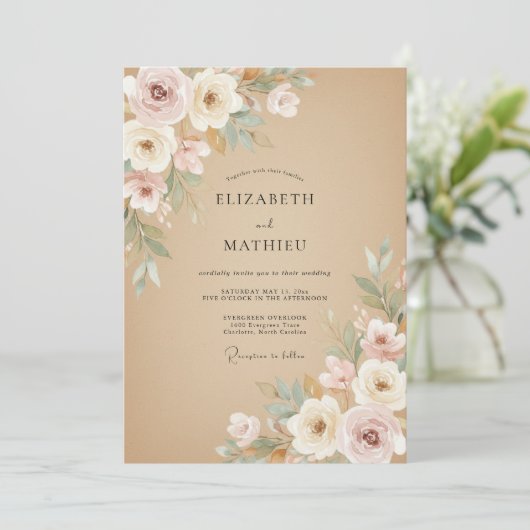 Sand Serene Rustic Wedding 招待状 (スタンド正面)