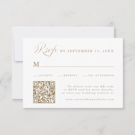 Sand Stylish Calligraphy Wedding 出欠カード (正面)