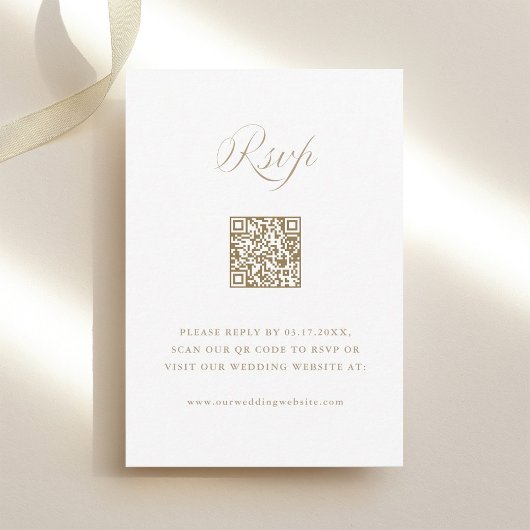 Sand Stylish Calligraphy Wedding QR Code 出欠カード