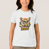 Sand Surfer Fennec Fox Desert Surfing Cartoon Desi トライブレンドＴシャツ (正面)