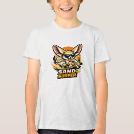 Sand Surfer Fennec Fox Desert Surfing Cartoon Desi トライブレンドＴシャツ