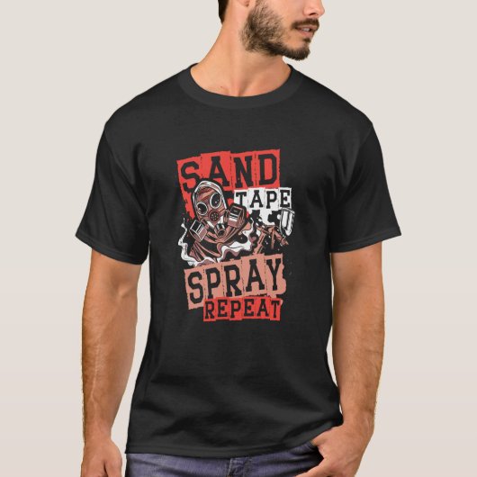 Sand Tape Spray Repeat Auto Body Painter Auto Deta Tシャツ (正面)