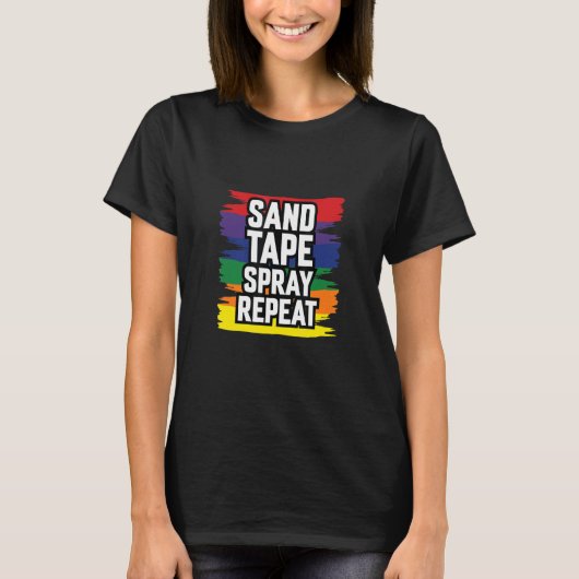 Sand Tape Spray Repeat Auto Body Painter Automotiv Tシャツ (正面)