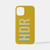 Sand yellow Shadow Monogram initials with name iPhoneケース (裏面)