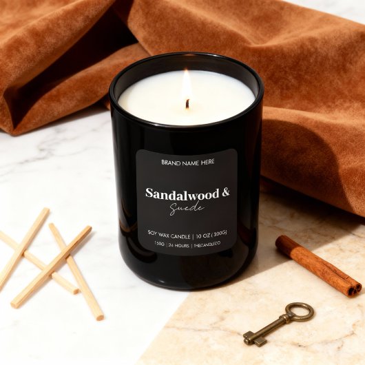 Sandalwood & Suede Custom Candle - Black Sticker スクエアシール