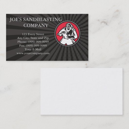 Sandblasterのサンドブラスティングの円のレトロ 名刺 (正面/裏面)