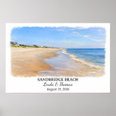 Sandbridge Beach Virginia Poster, Watercolor, Cust ポスター (正面)