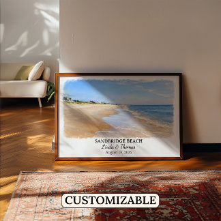 Sandbridge Beach Virginia Poster, Watercolor, Cust ポスター