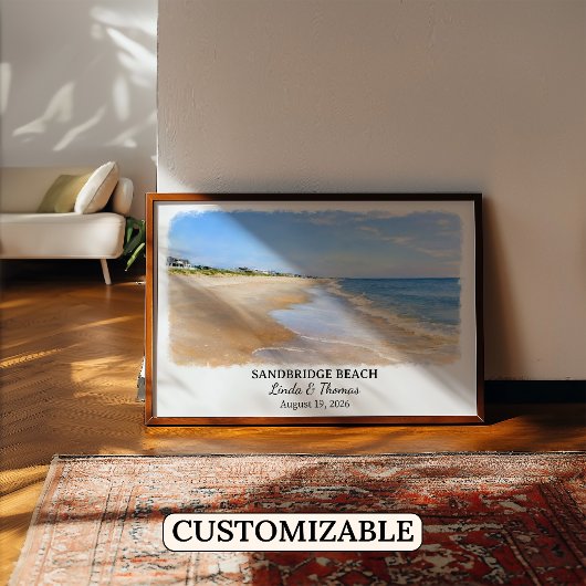 Sandbridge Beach Virginia Poster, Watercolor, Cust ポスター