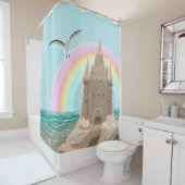 Sandcastleのカモメ(虹)のシャワー・カーテン シャワーカーテン (インサイチュ)