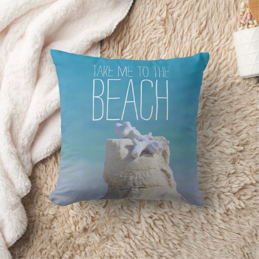 Sandcastleの珊瑚のターコイズの海はdaのビーチに私を連れて行きます クッション (ブランケット)