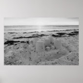 Sandcastle on Beach Shoreline Coastal Seascape ポスター (正面)
